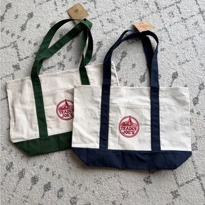 Trader Joe's Classic Canvas Large Tote Bags - Blue and Green